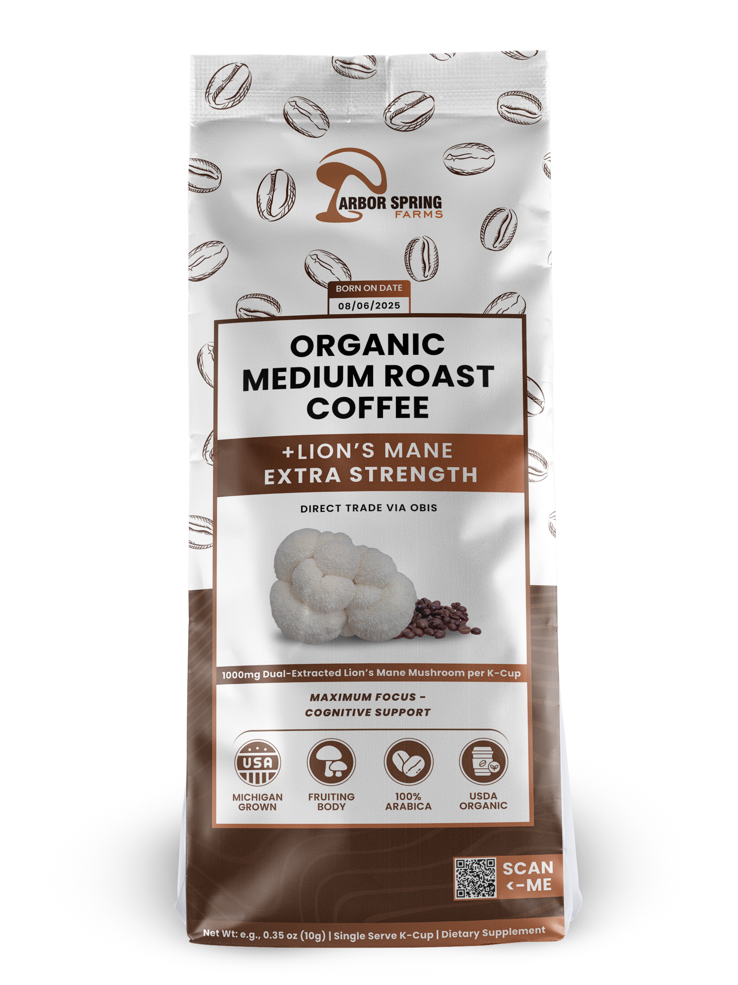 Organic Medium Roast Coffee + Lion’s Mane - 1000mg