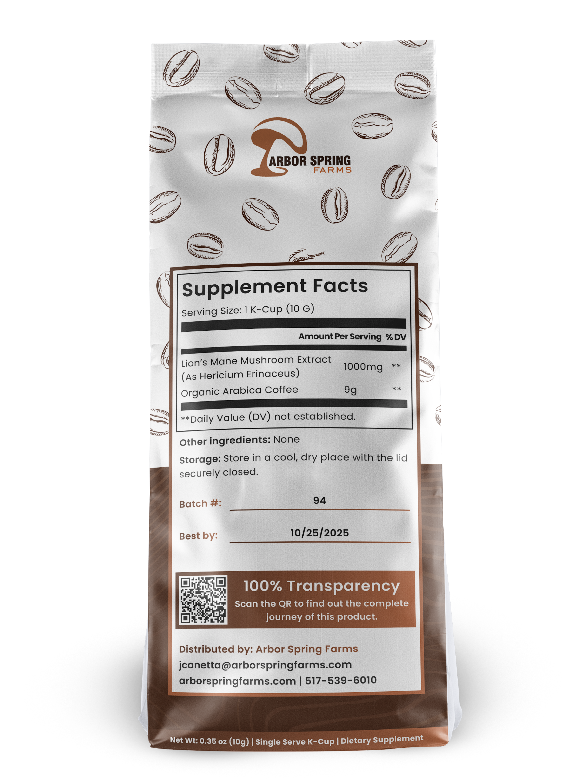 Organic Medium Roast Coffee + Lion’s Mane - 1000mg
