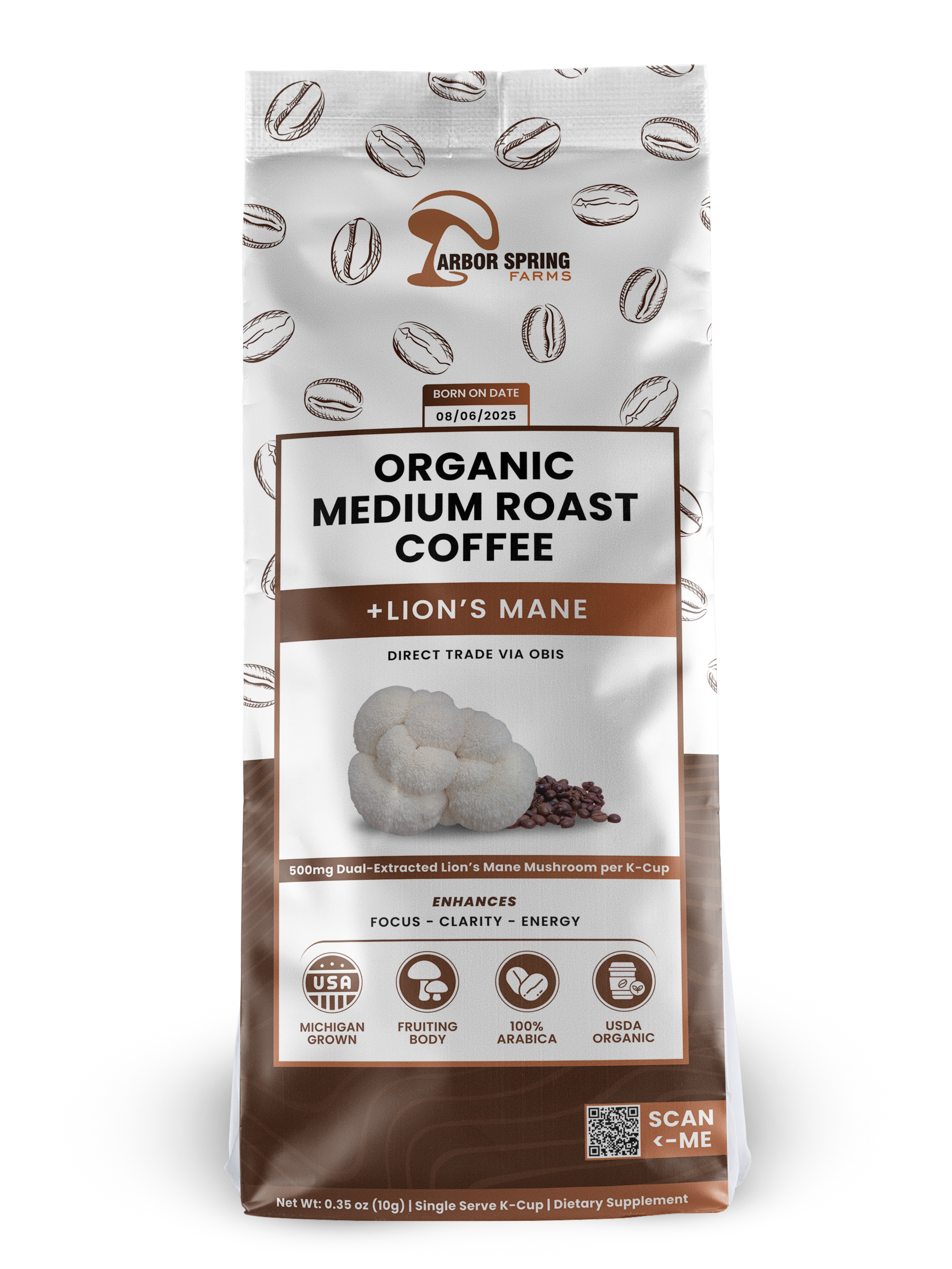 Organic Medium Roast Coffee + Lion’s Mane - 500mg