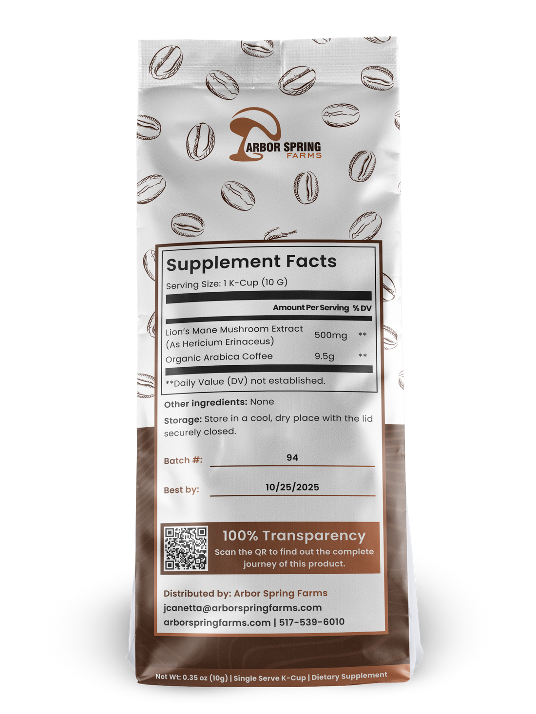 Organic Medium Roast Coffee + Lion’s Mane - 500mg