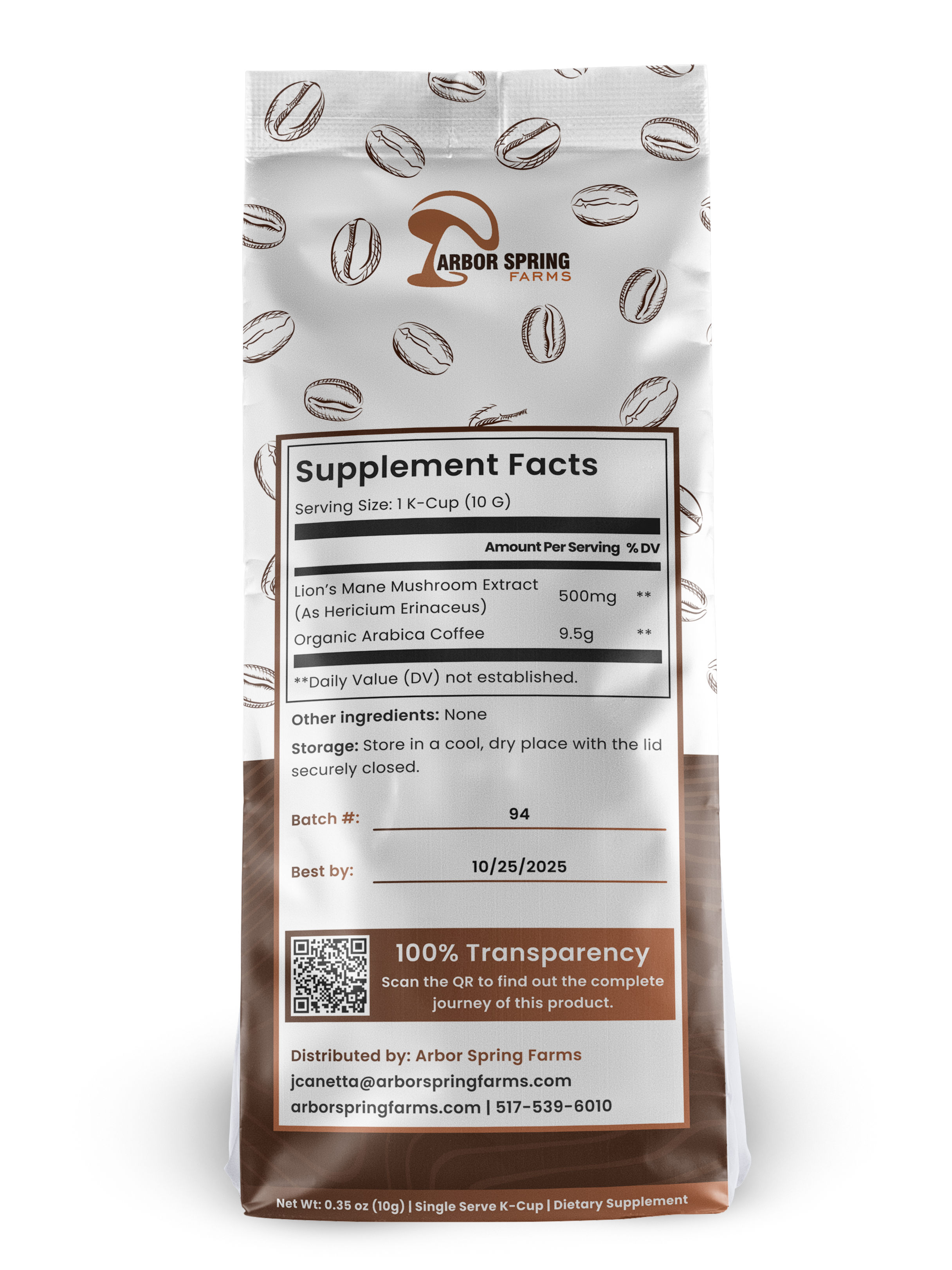 Organic Medium Roast Coffee + Lion’s Mane - 500mg