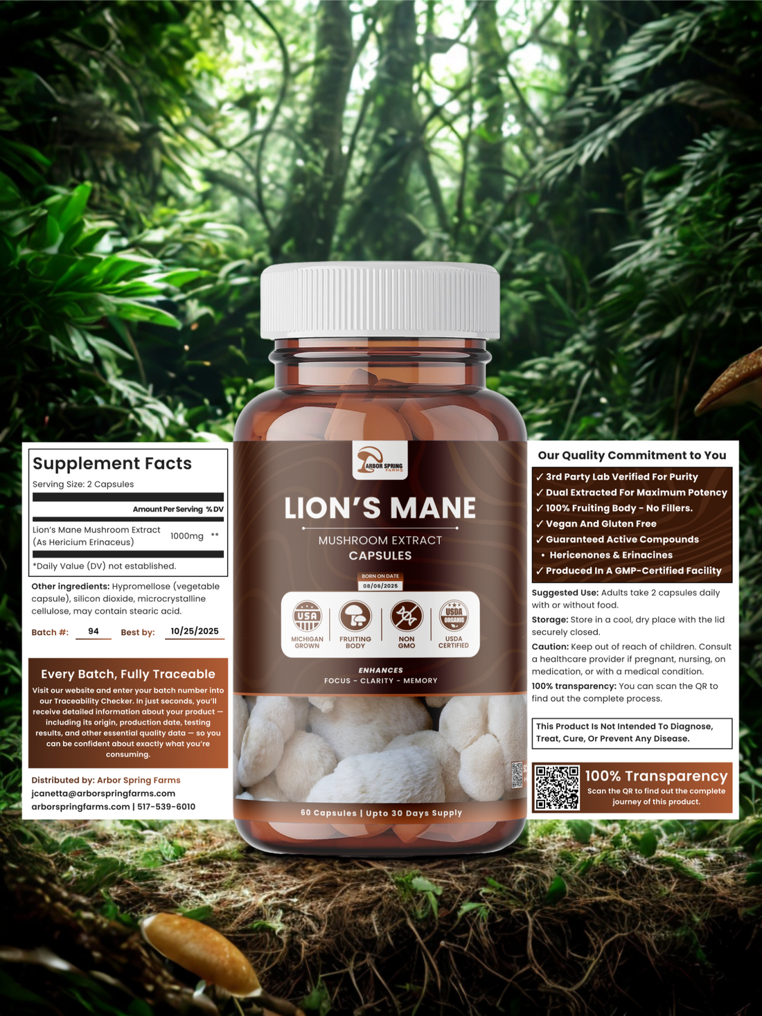 Organic Lion's Mane Extract Capsules