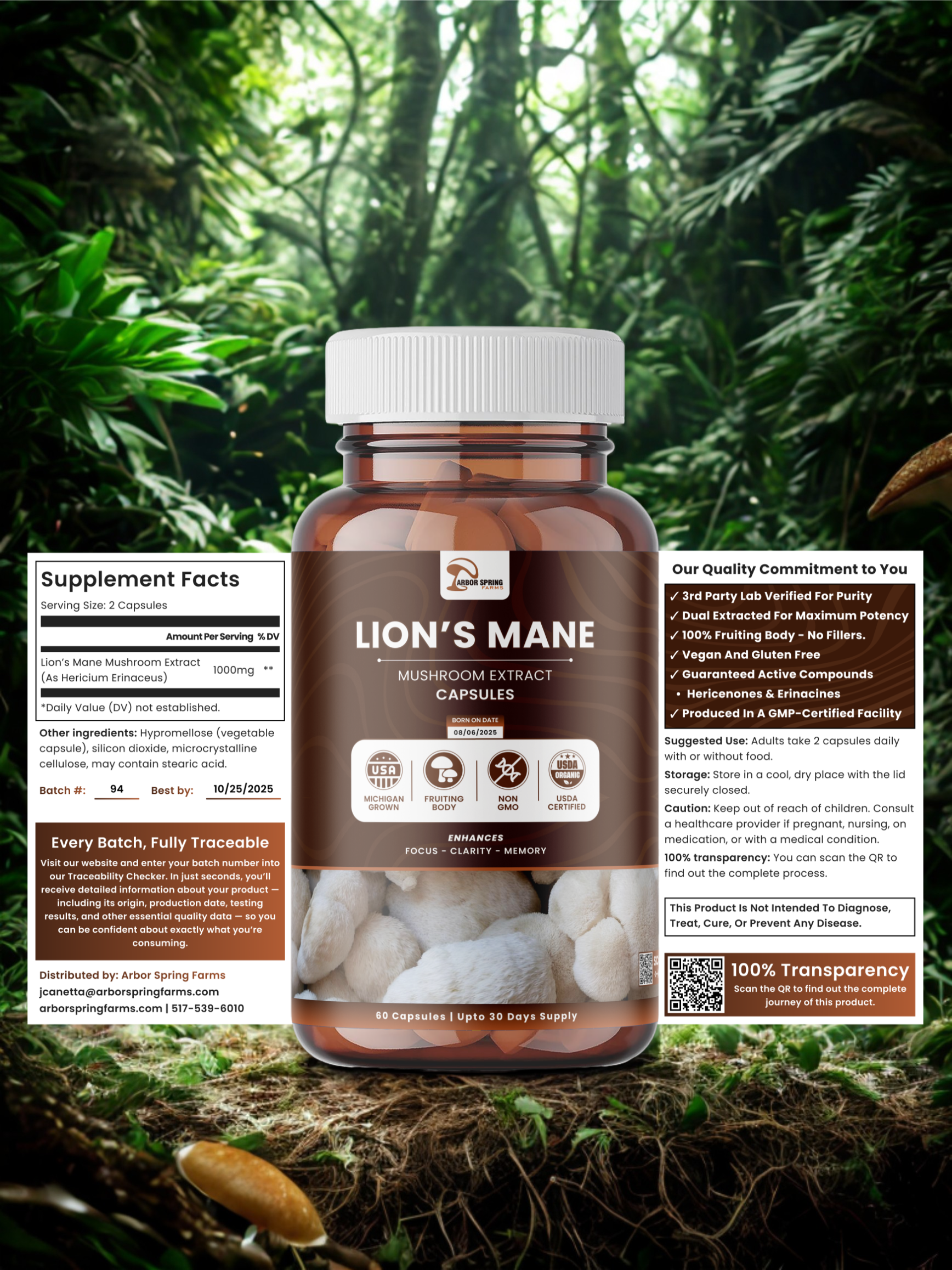 Organic Lion's Mane Extract Capsules