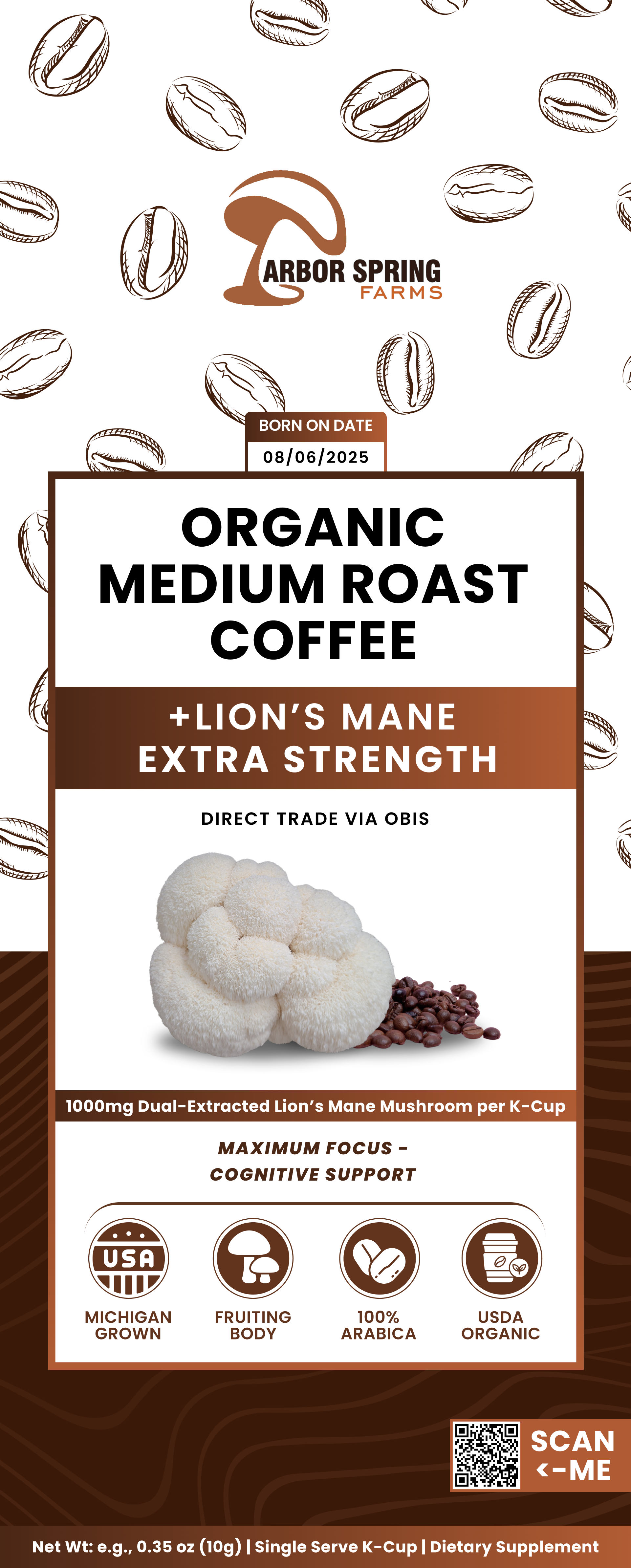 Organic Medium Roast Coffee + Lion’s Mane - 1000mg