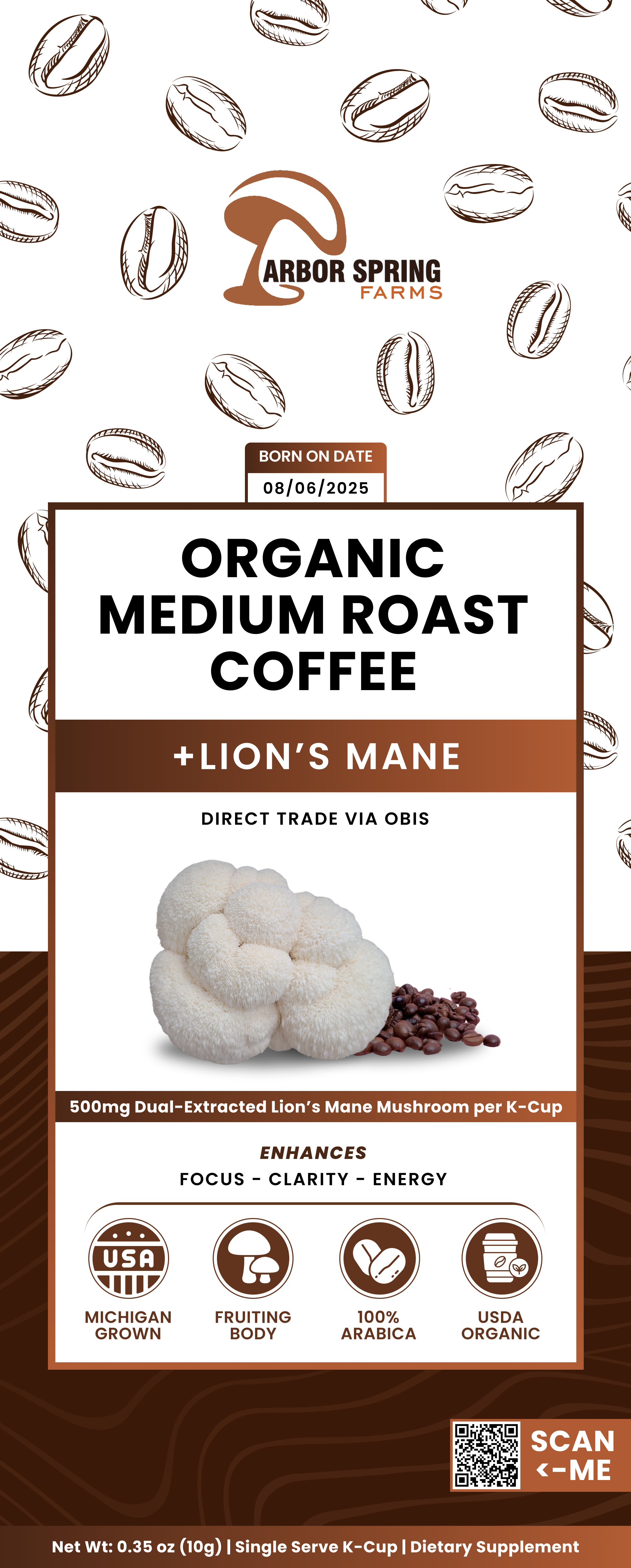 Organic Medium Roast Coffee + Lion’s Mane - 500mg