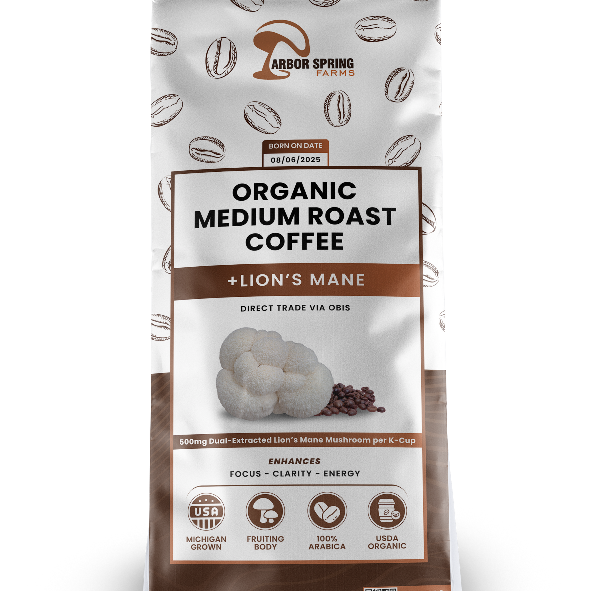 Organic Medium Roast Coffee + Lion’s Mane - 500mg
