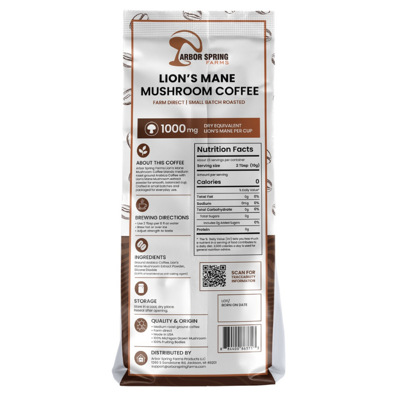 100% Natural Medium Roast Coffee + Lion’s Mane - 1000mg