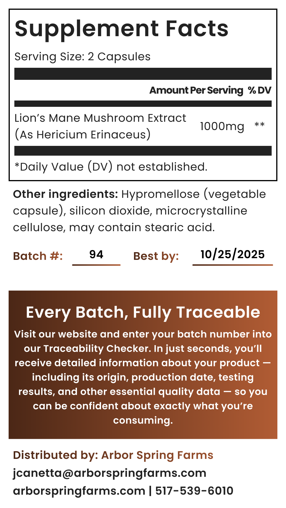 Organic Lion's Mane Extract Capsules