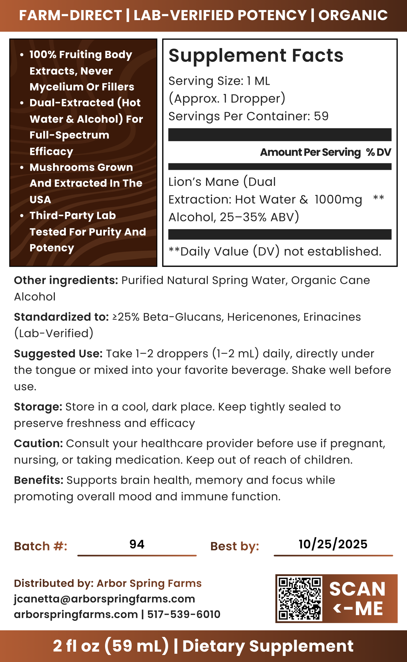 Lion's Mane Mushroom Tincture