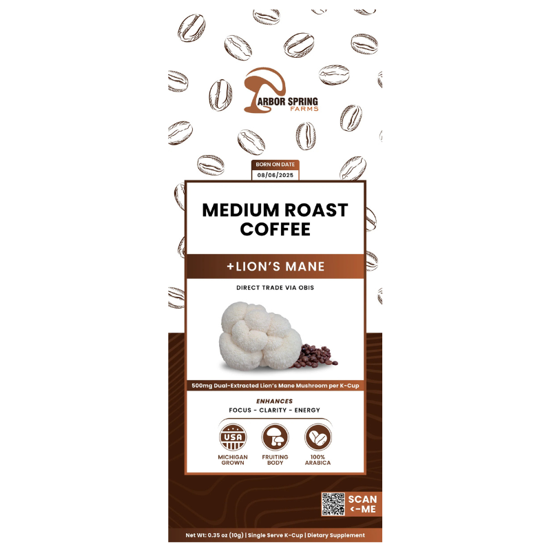 100% Natural Medium Roast Coffee + Lion’s Mane - 500mg